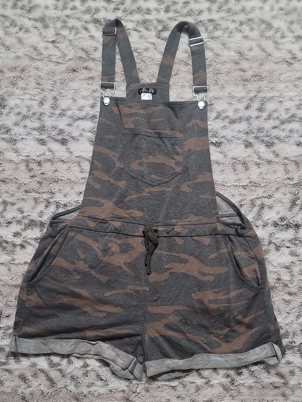 VENUS Brown and Gray Camo Short Overalls